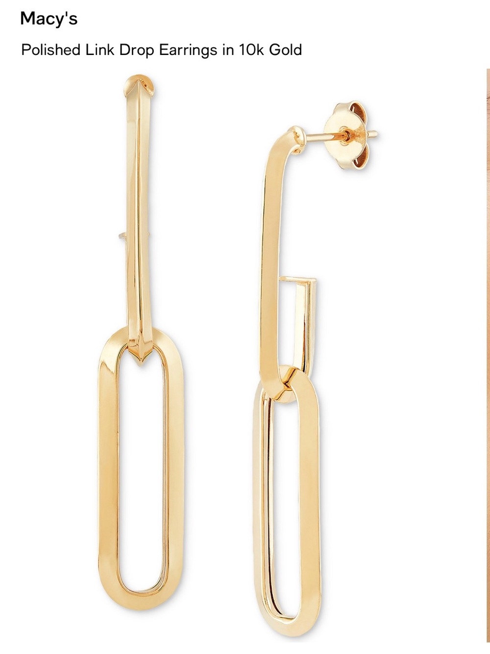 Macy's 10k Gold Polished Link Drop Earrings - Gold